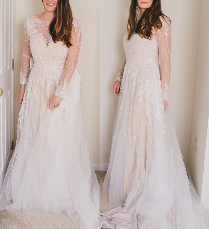 Review of long sleeve wedding dress under $400
