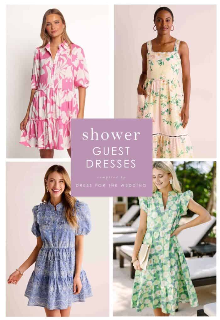 2 over 2 images of dresses for guests to wear to wedding showers