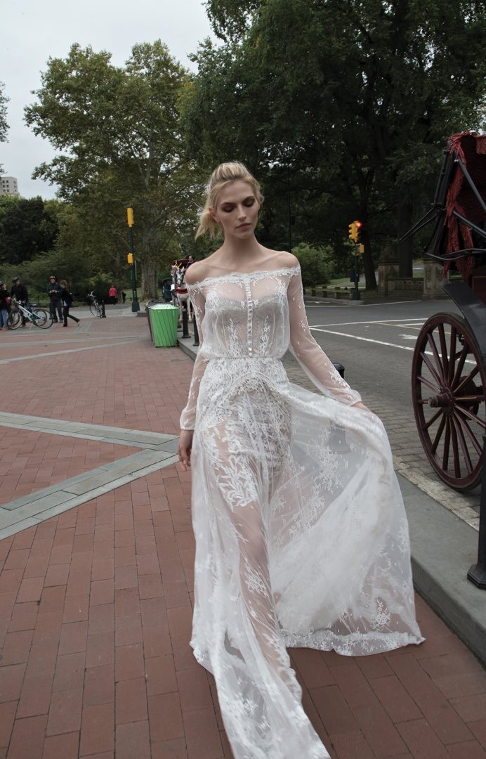 Sheer, romantic wedding dress