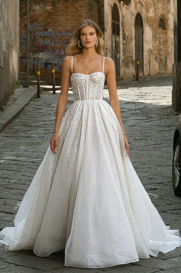Corset sparkle ball gown wedding dress