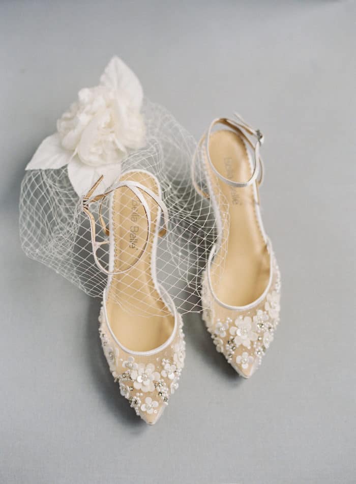 Handmade floral embellished wedding heels