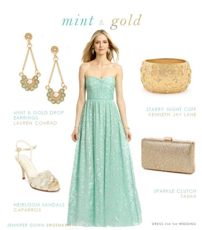 Mint and Gold Dress for a Wedding