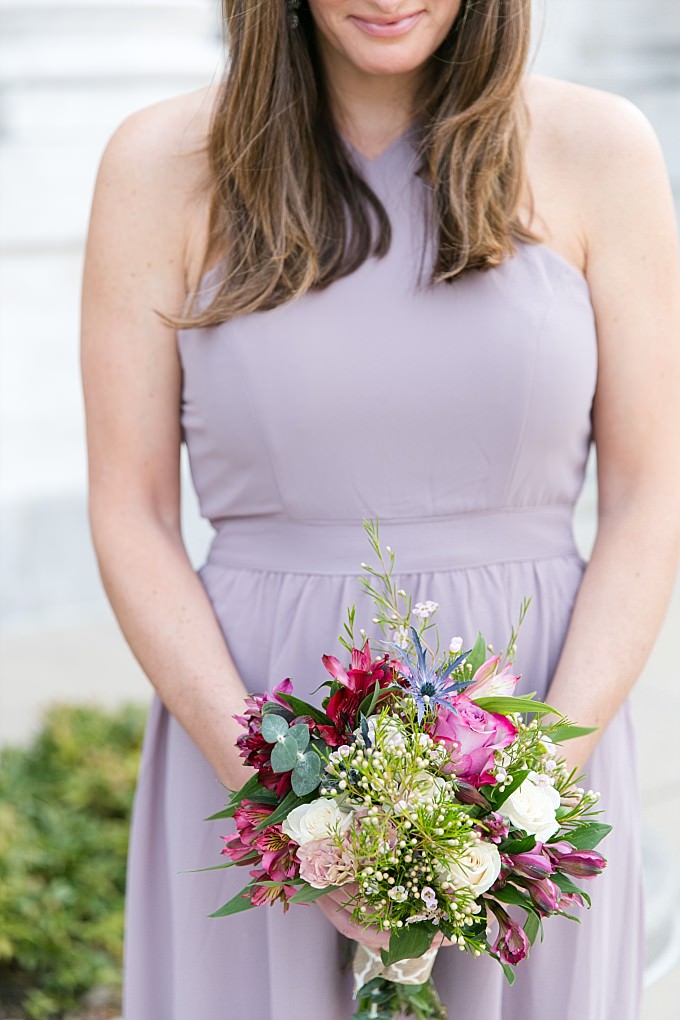 Neutral lavender/taupe gown for a bridesmaid from ModCloth | Photography by Brittney Kreider