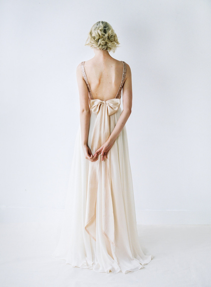 Sequin wedding dress with bow by Truvelle