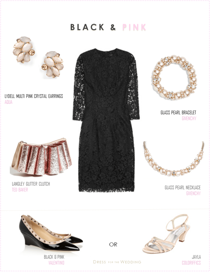 Black Lace Dress and Pink Accessories Black Lace Dress and Pink Accessories
