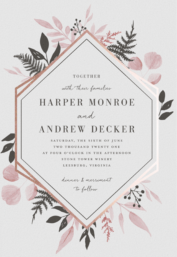 pink floral wedding invites
